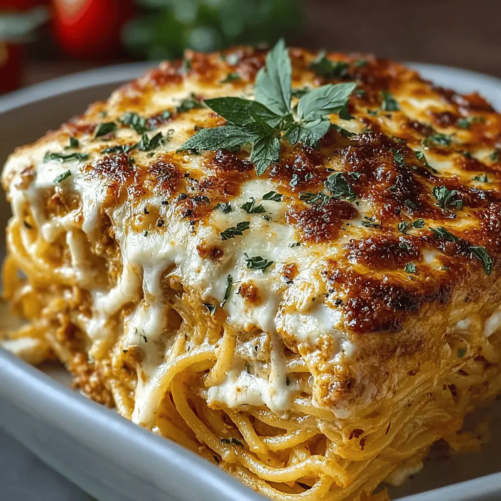Baked Cream Cheese Spaghetti Casserole with Turkey Bacon Twist