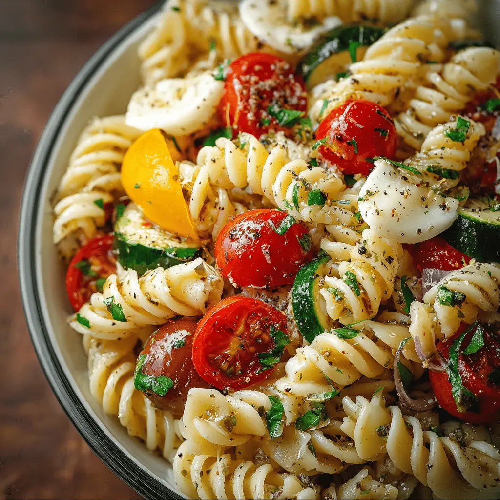 Tasty Cold Pasta Salad with Turkey Bacon and Chicken Ham Delight