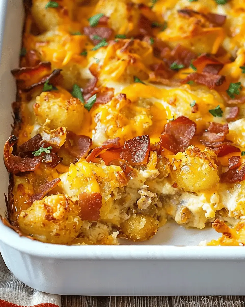 Cracked Out Tater Tot Breakfast Casserole: Easy Turkey Bacon Delight