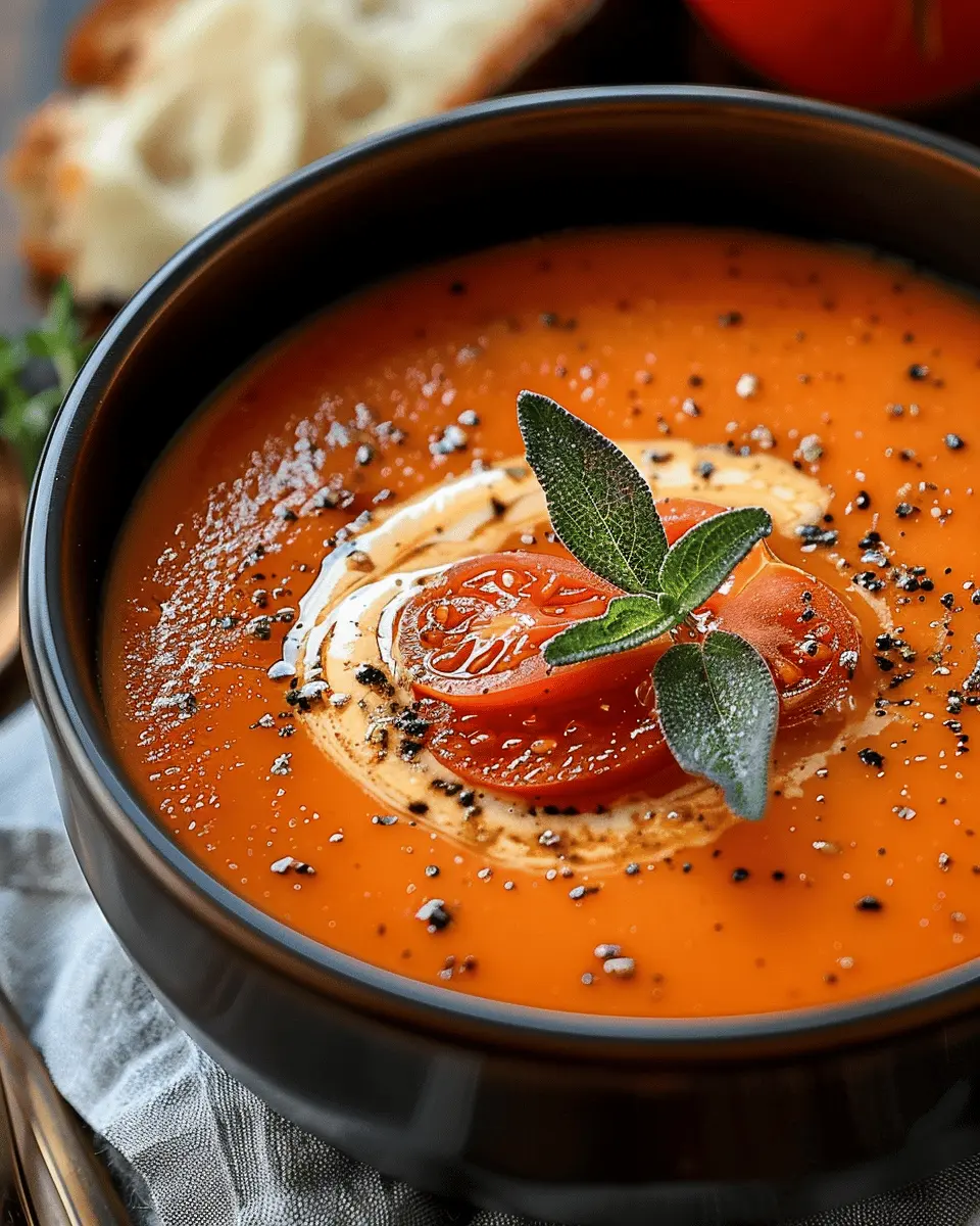 Delicious Creamy Tomato Soup with Turkey Bacon for Cozy Nights