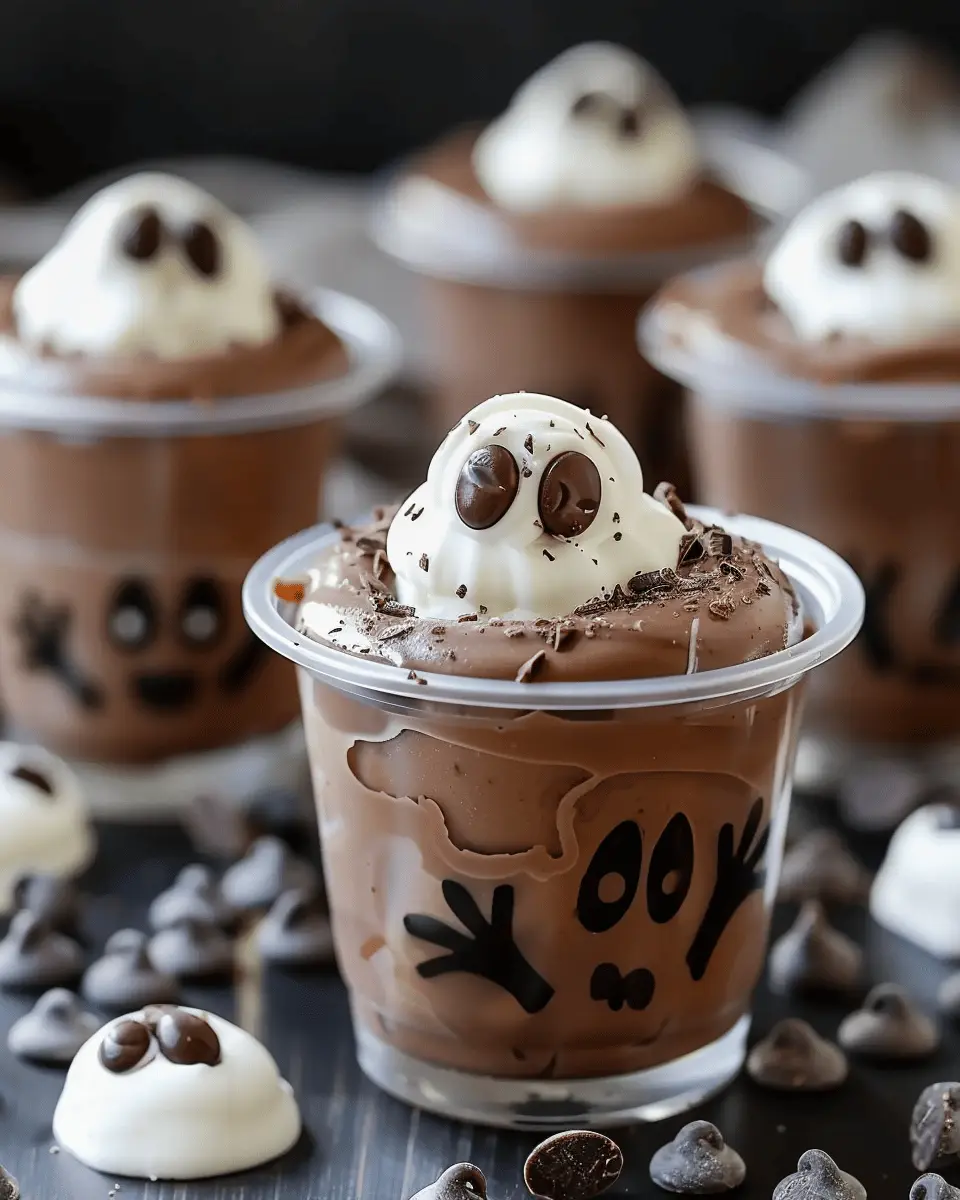 Easy Ghosts in the Graveyard Chocolate Pudding Cups for Spooky Fun