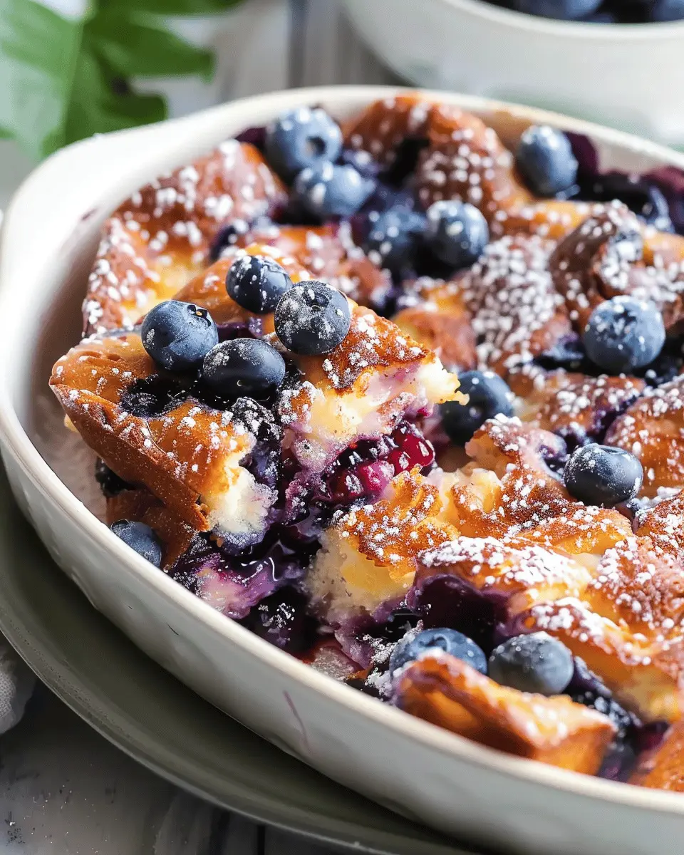 Overnight Blueberry French Toast Casserole with Turkey Bacon Delights