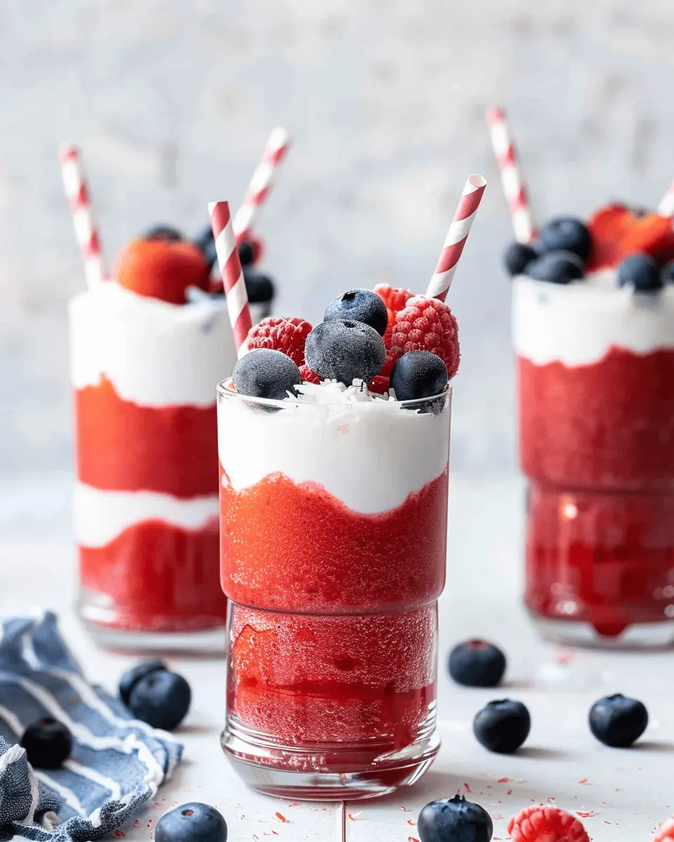 Red White and Blue Berry Coconut Slushies for a Refreshing Summer Treat