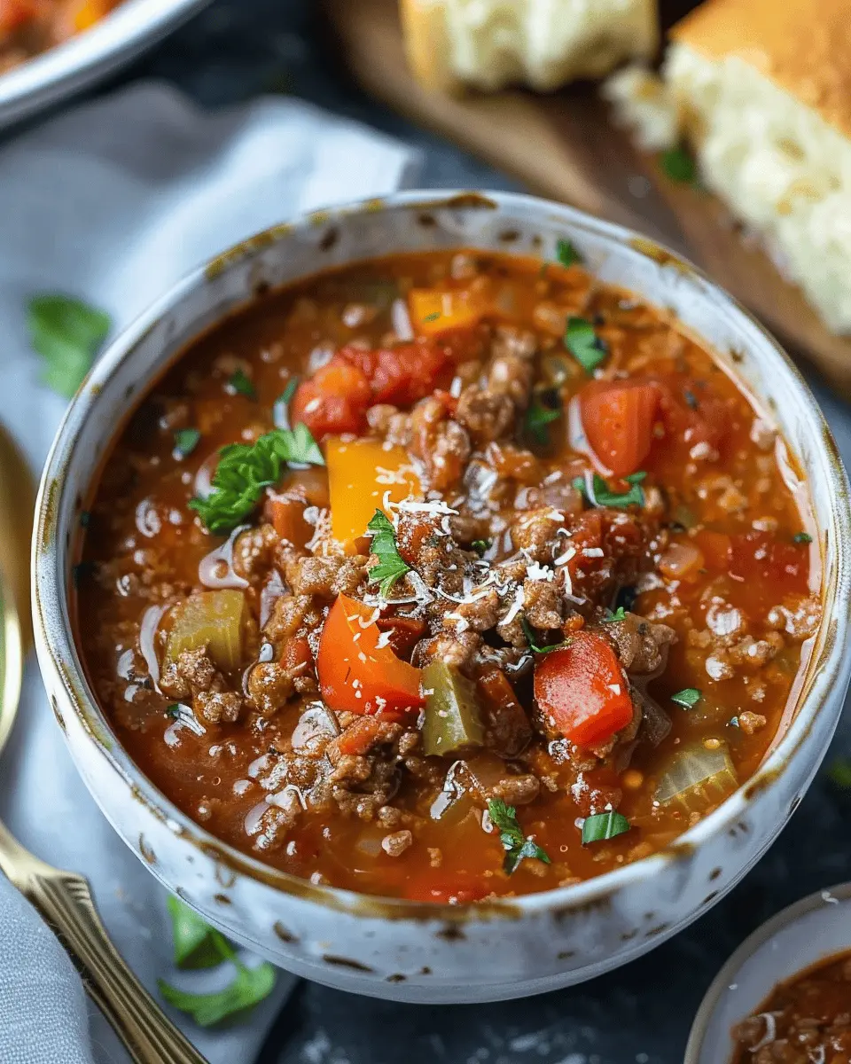 Stuffed Pepper Soup: Easy Comfort with Turkey Bacon and Chicken Ham