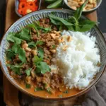 Thai Red Curry Ground Beef with Peanut Sauce