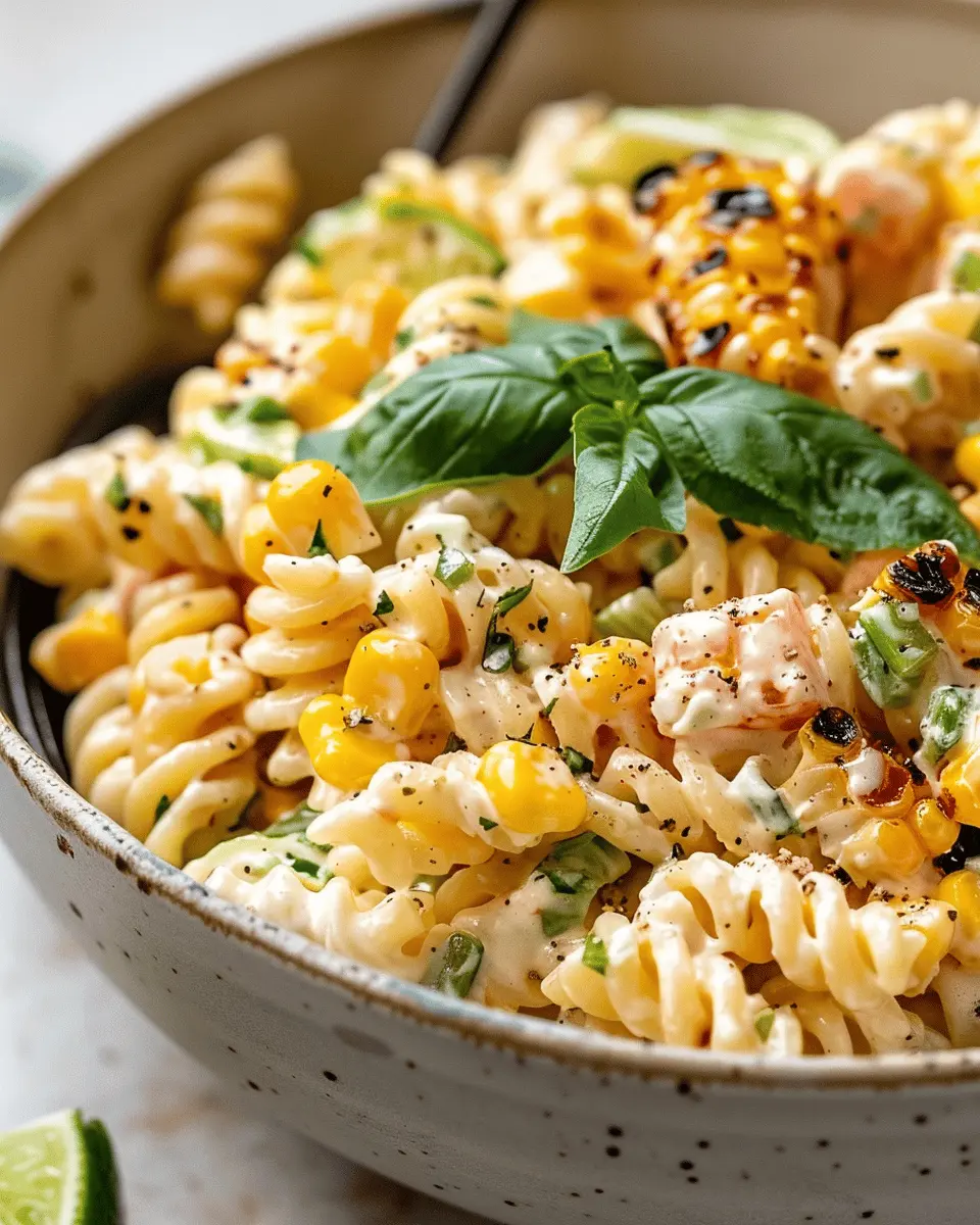 Creamy Street Corn Pasta Salad: Easy Recipe with Turkey Bacon and Chicken Ham