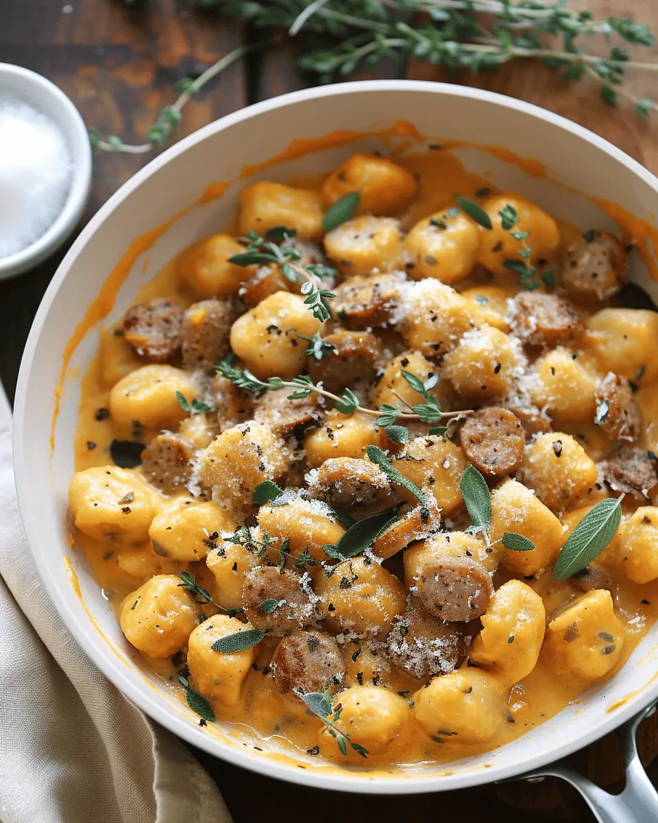 Creamy Butternut Squash Gnocchi with Sausage, Thyme, and Sage Delight