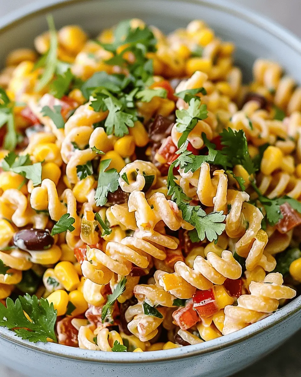 Easy Mexican Street Corn Pasta Salad with Turkey Bacon Twist