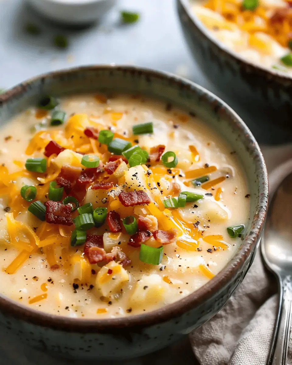 Slow Cooker Loaded Potato Soup with Turkey Bacon and Chicken Ham