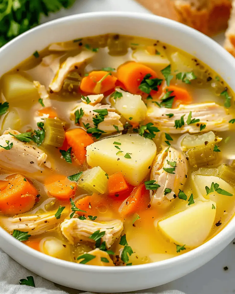 Comforting Chicken Soup with Potatoes and Savory Turkey Bacon