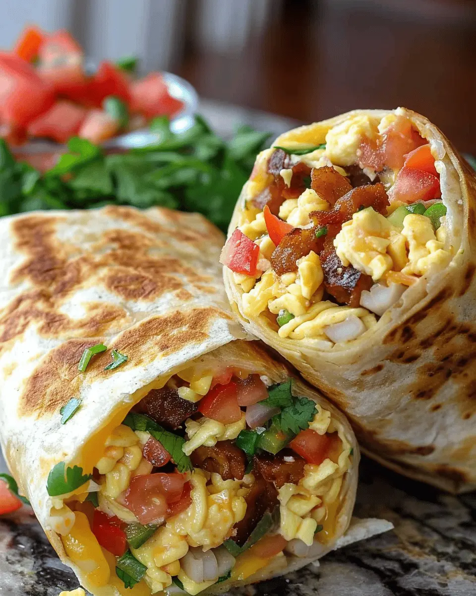 Hearty Breakfast Burrito Wraps: Indulgent Turkey Bacon & Chicken Ham Delight