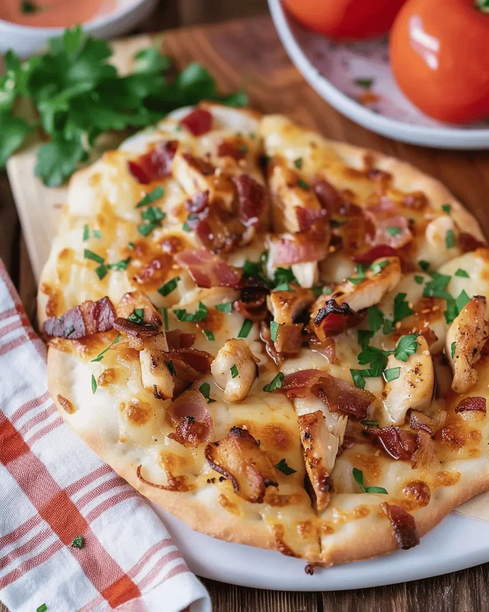 Air Fryer Copycat Panera Flatbread Pizza with Turkey Bacon and Chicken Ham