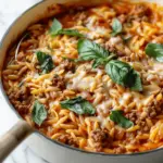 Hearty Ground Beef Orzo with Tomato Cream Sauce