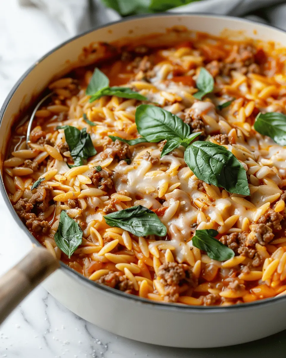 Hearty Ground Beef Orzo: Indulgent Tomato Cream Sauce Recipe