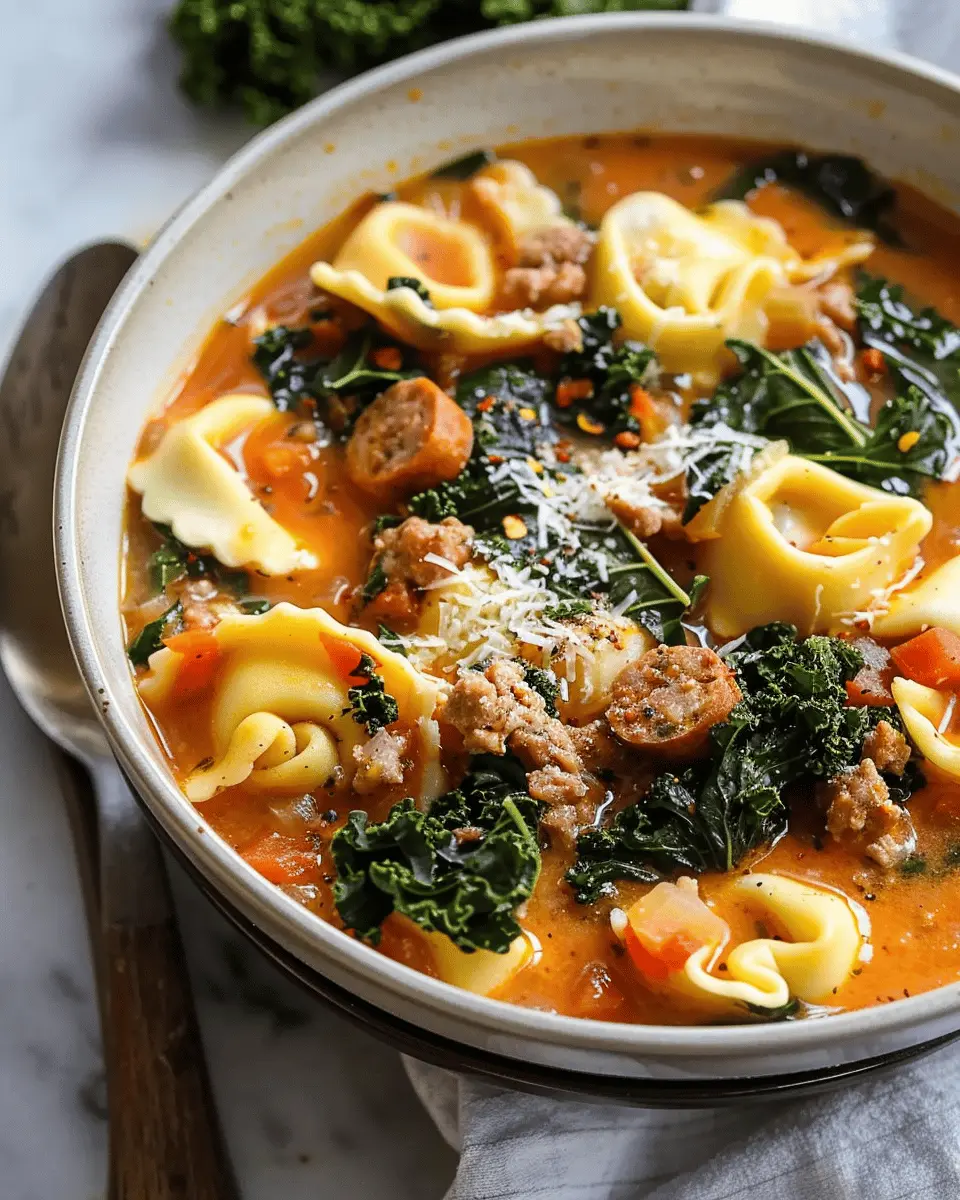 Tortellini Soup with Italian Sausage and Kale: A Cozy Delight