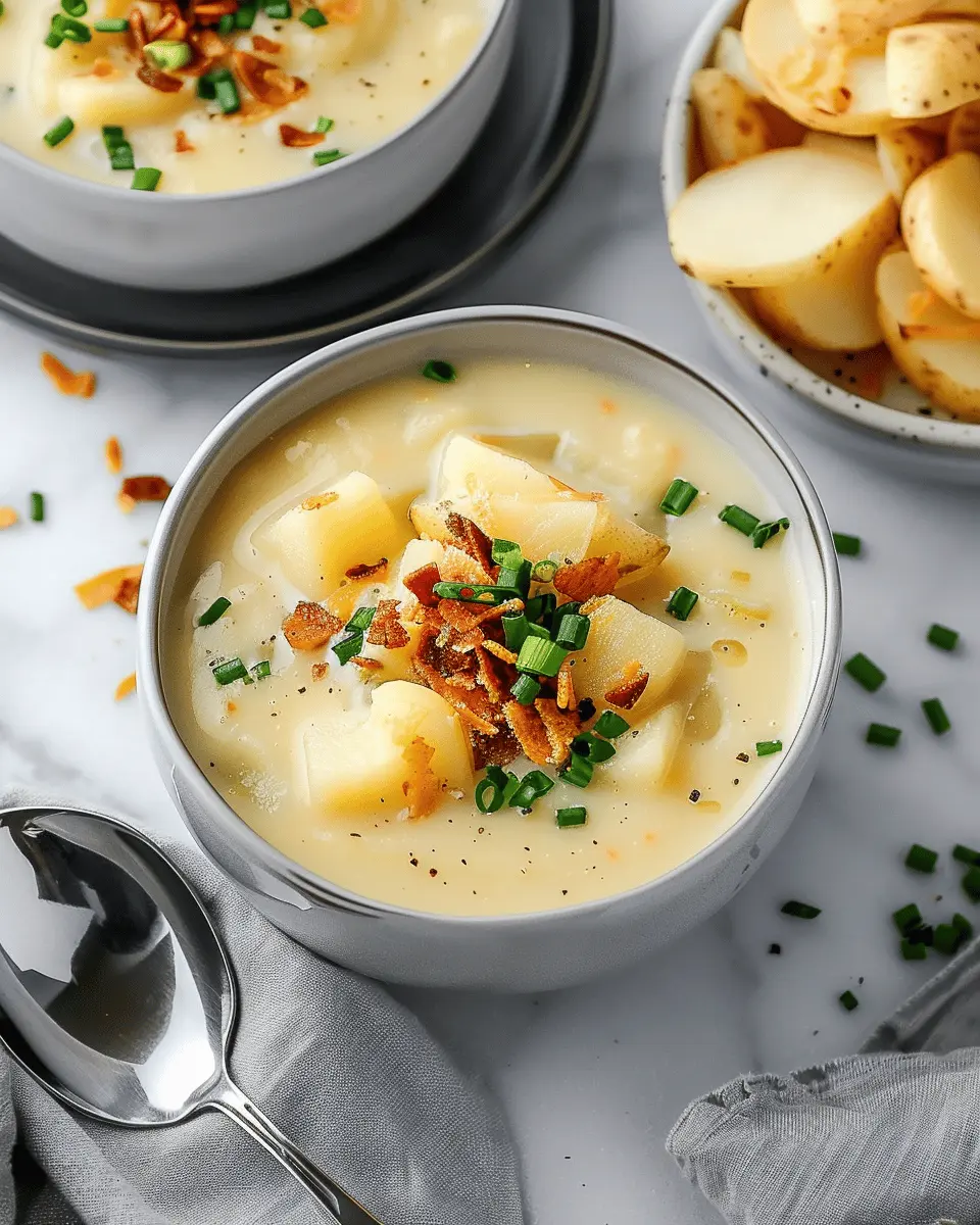 Easy 4 Ingredient Potato Soup: Comforting & Savory with Turkey Bacon
