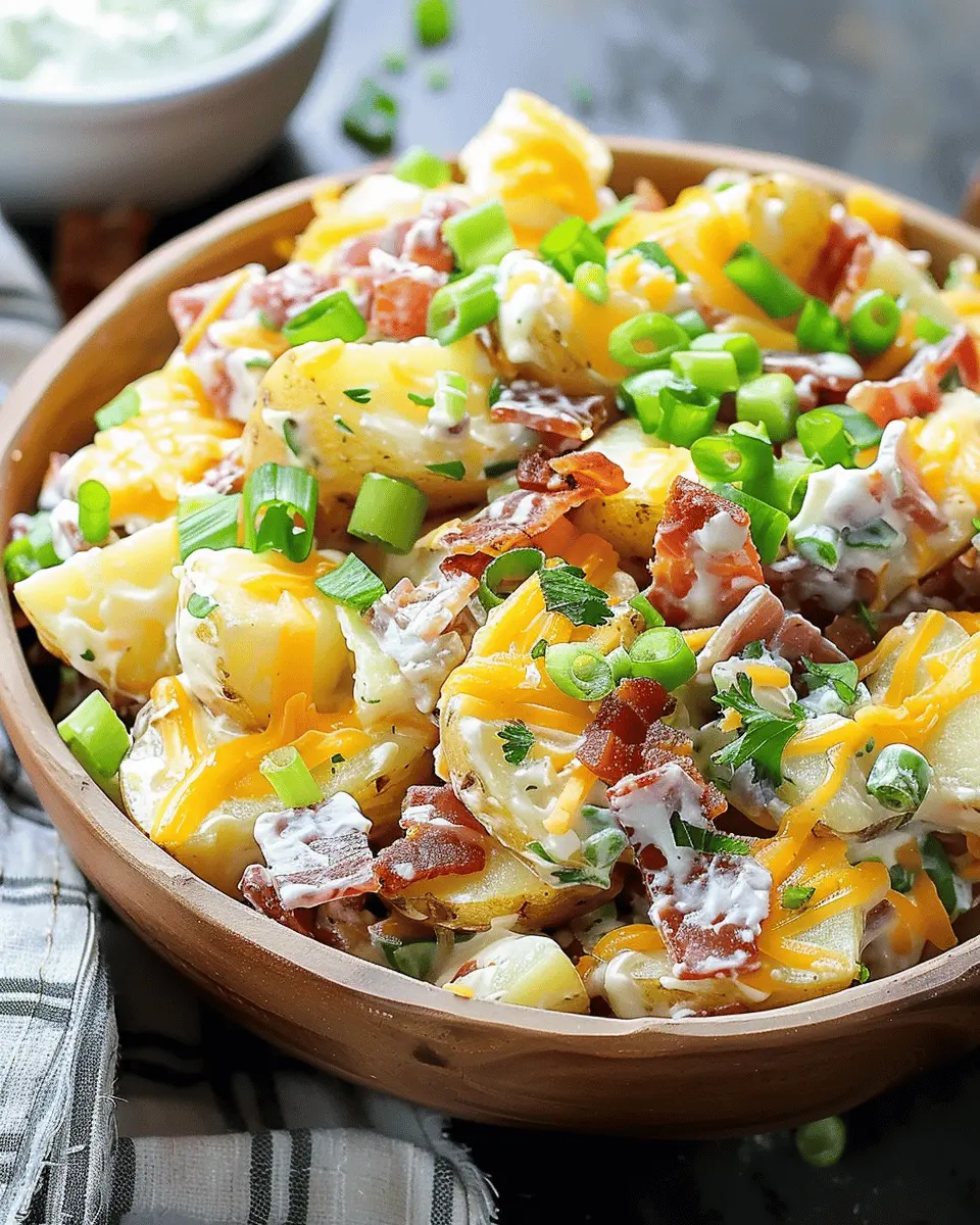 Loaded Baked Potato Salad with Turkey Bacon and Chicken Ham Delight