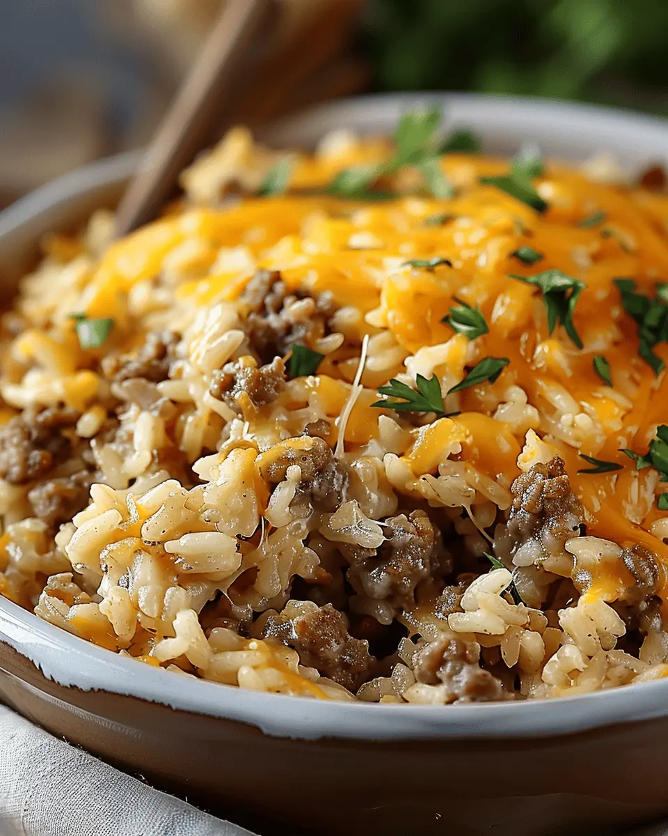 Cheesy Hamburger Rice Casserole: A Cozy Comfort Dish with Turkey Bacon
