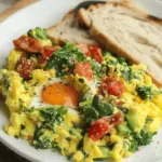 Scrambled Eggs with Veggies and Toast