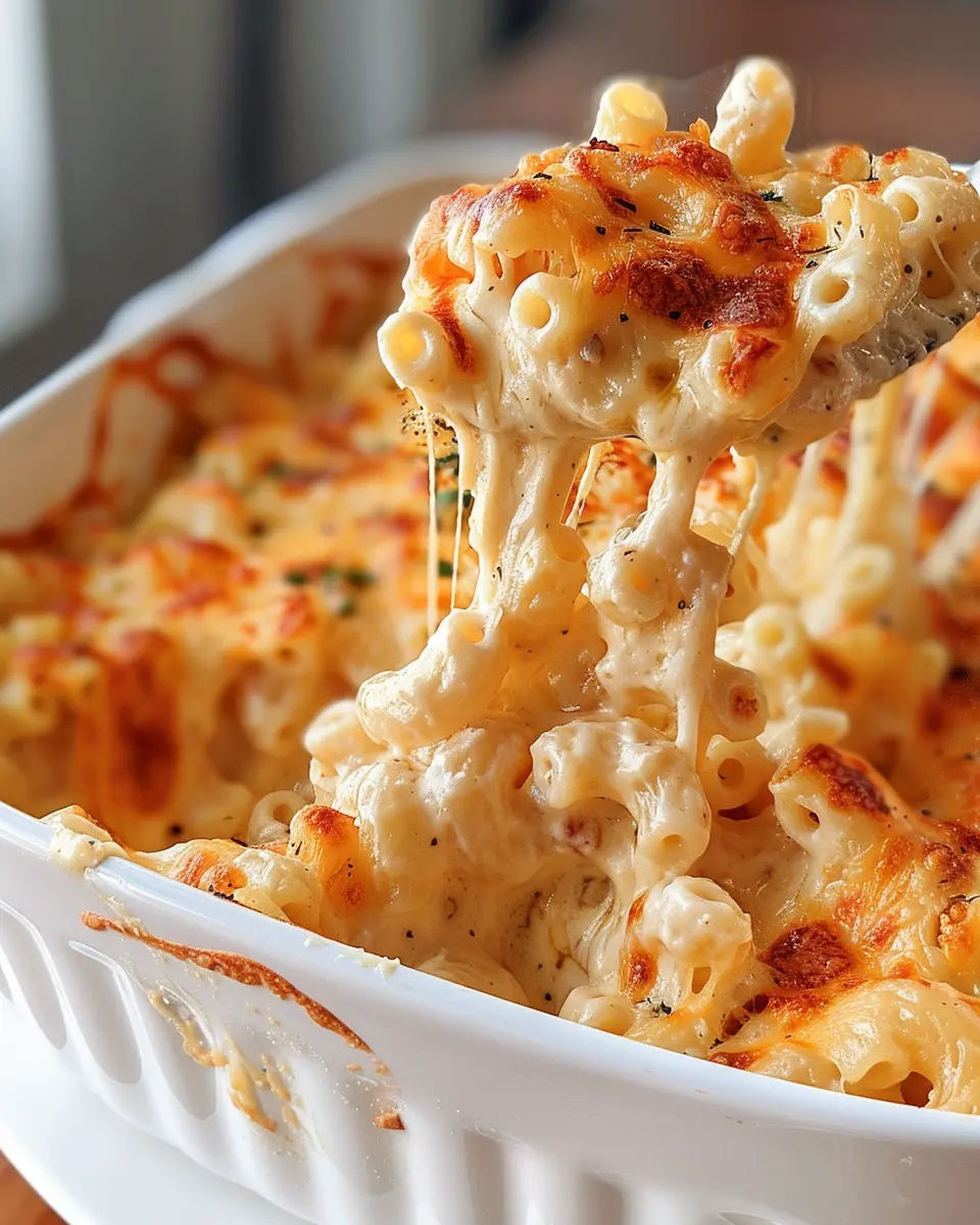 Old-Fashioned Baked Macaroni and Cheese with Turkey Bacon Delight