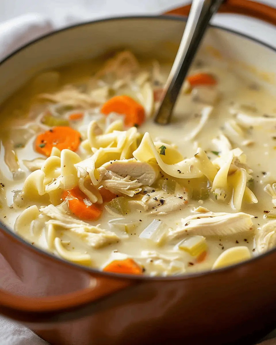 Creamy Chicken Noodle Soup with Turkey Bacon for Cozy Nights