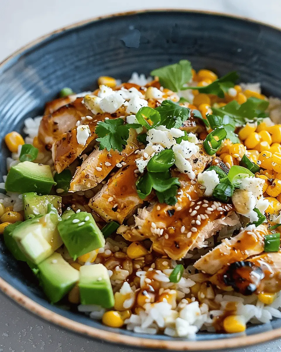 Flavor Packed Street Corn Chicken Rice Bowl with Turkey Bacon Delight