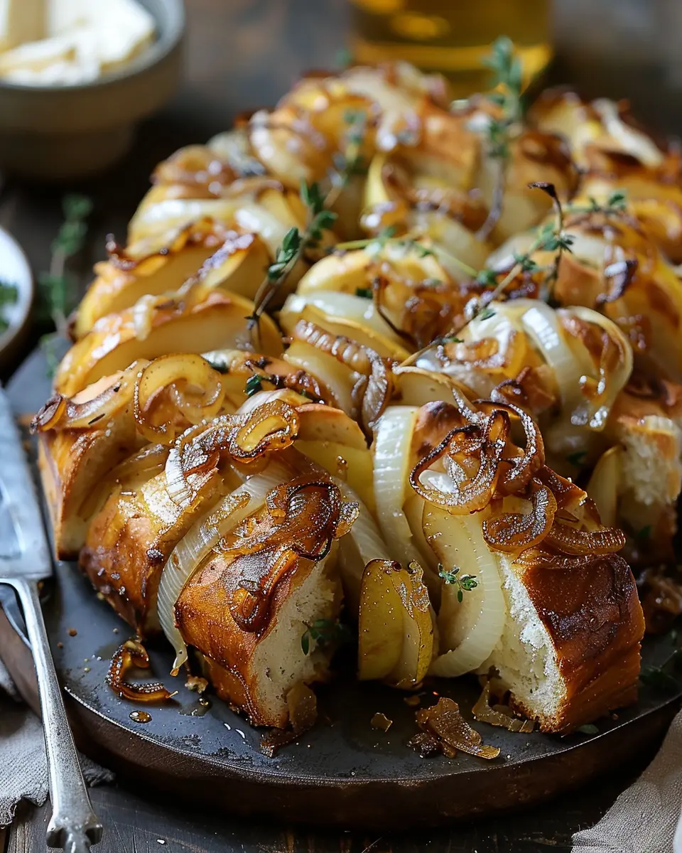 Brie Pull-Apart Bread: Indulgent Recipe with Pears and Onions