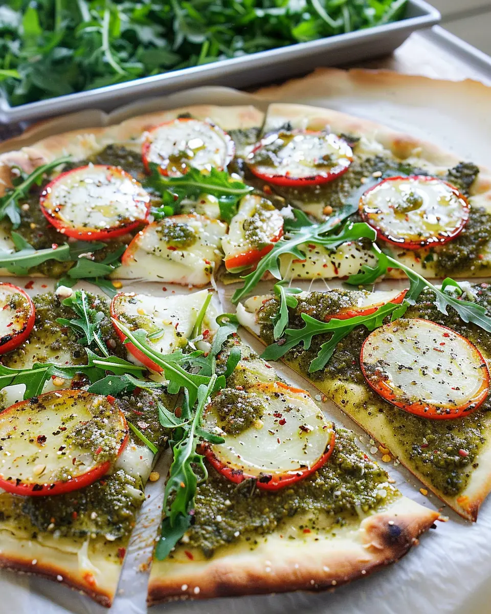 Arugula and Pesto Pizzas: Easy Homemade Delight with Turkey Bacon