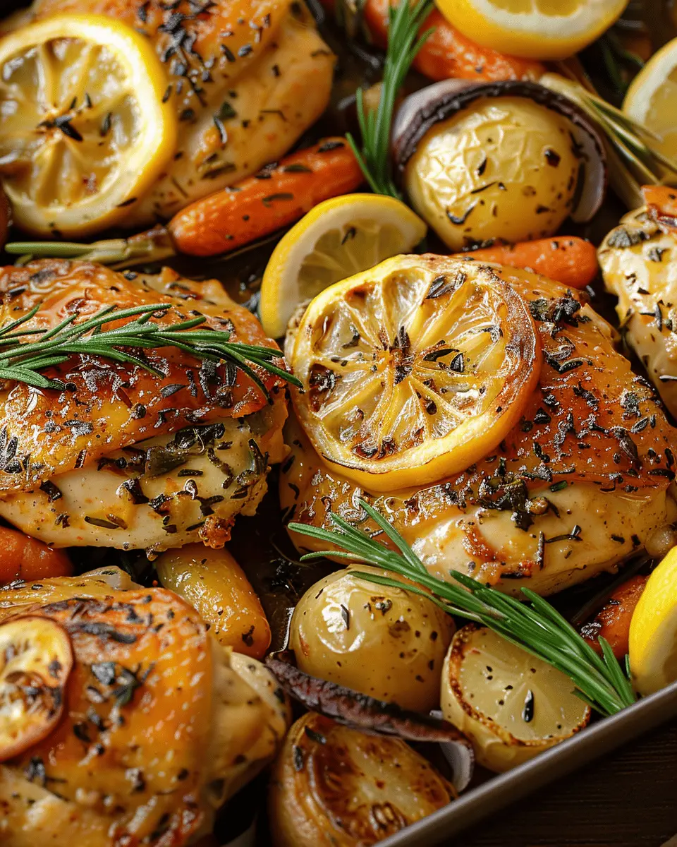 Herb-Infused One-Pan Lemon-Garlic Chicken: Easy Veggie Bake Delight