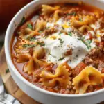Homemade Lasagna Soup with Bow Tie Pasta