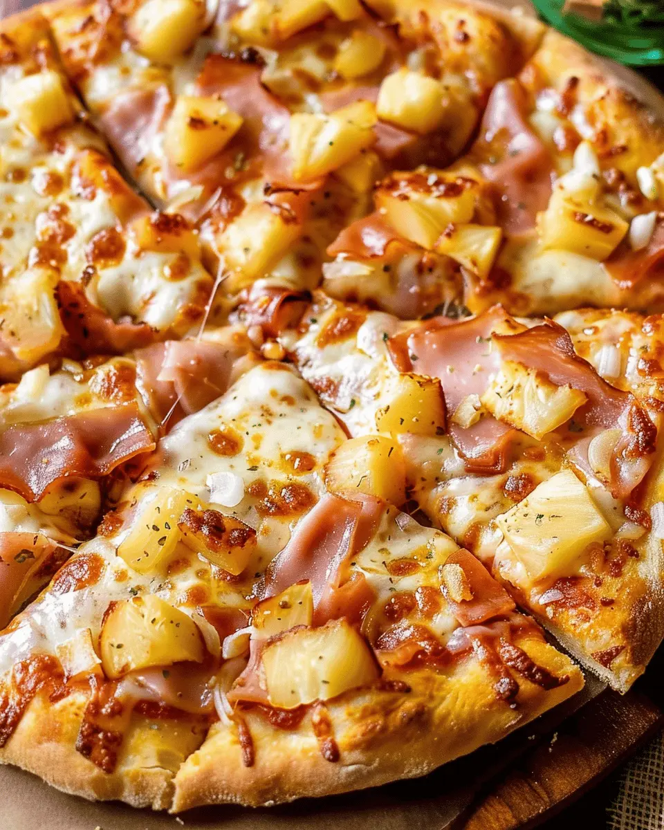 Hawaiian Pizza Delight: Savory Chicken Ham & Turkey Bacon Twist