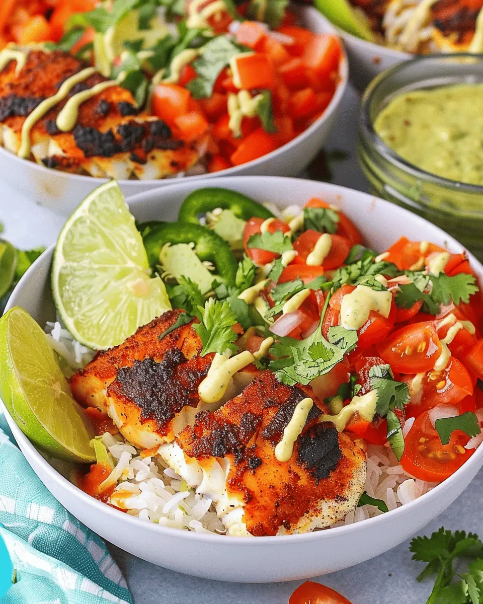Blackened Fish Taco Bowls: Easy Cilantro Lime Sauce Recipe
