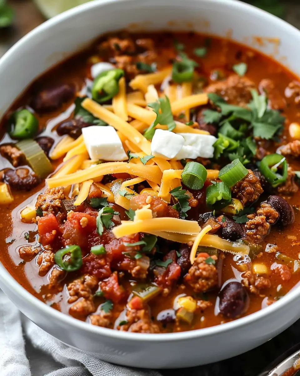 The Best Taco Soup Recipe with Turkey Bacon and Chicken Ham
