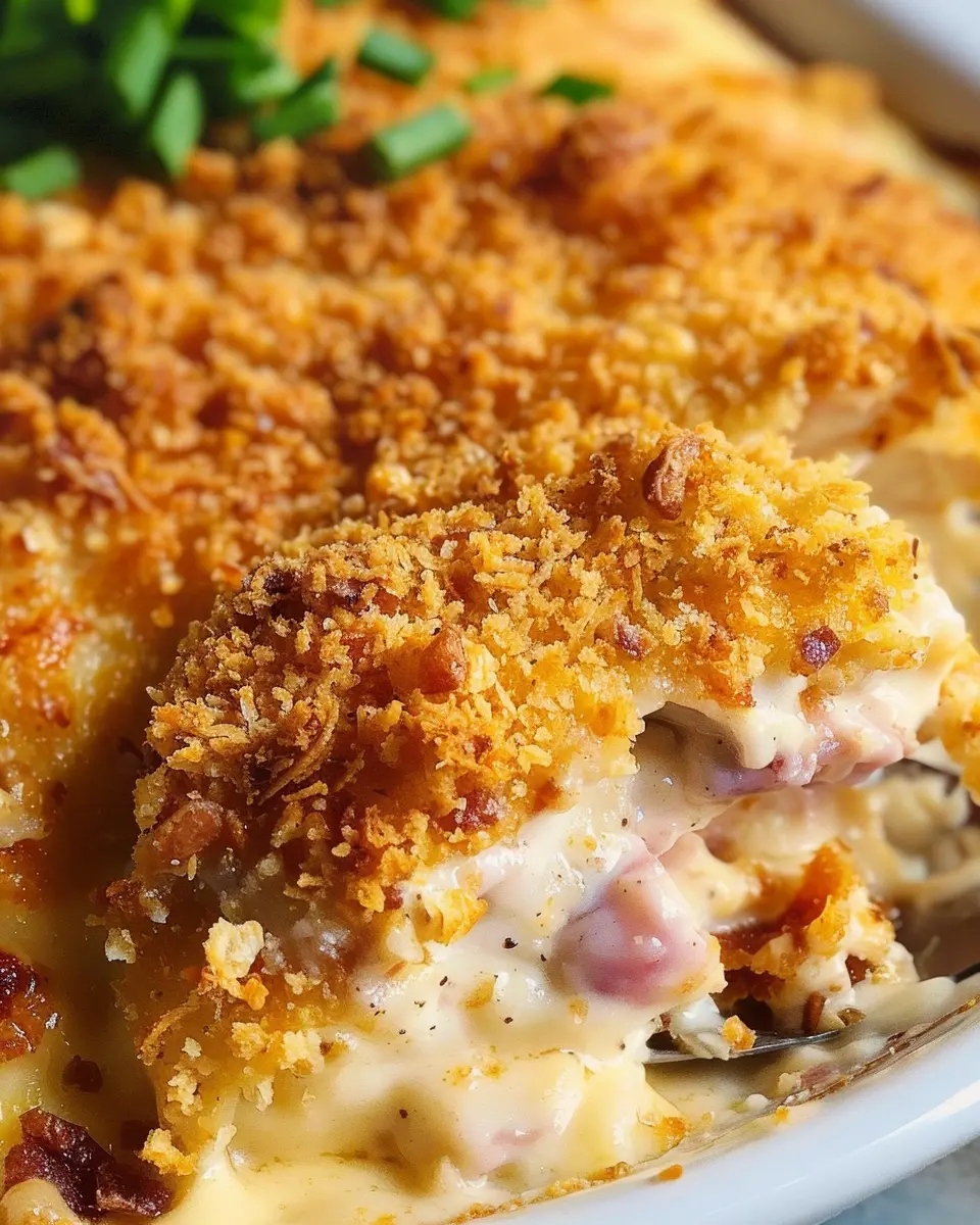 Easy Quick Chicken Cordon Bleu Casserole with Turkey Bacon Delight
