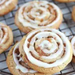Chewy Cinnamon Roll Cookies with Icing Swirl