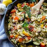 Lemon Garlic Orzo with Roasted Vegetables
