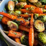 Maple Glazed Carrots and Roasted Brussel Sprouts Recipe