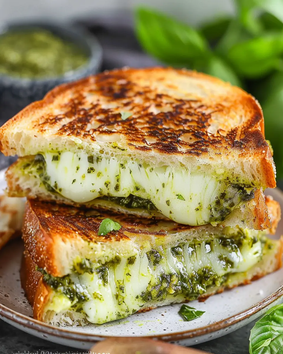 Pesto Grilled Cheese Delight: Irresistibly Easy Upgrade with Turkey Bacon