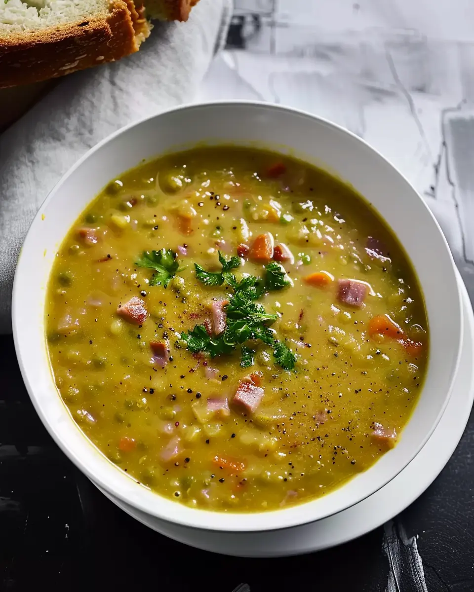 Split Pea and Ham Soup with Turkey Bacon: A Hearty Delight