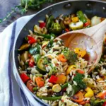 Lemon Garlic Orzo with Roasted Vegetables