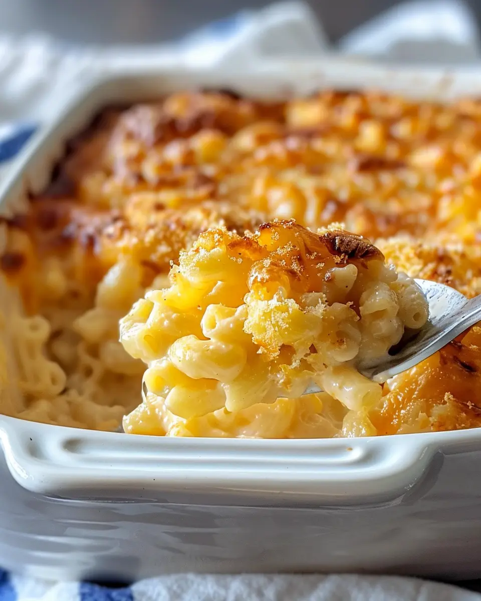 Southern Baked Macaroni and Cheese with Turkey Bacon and Chicken Ham