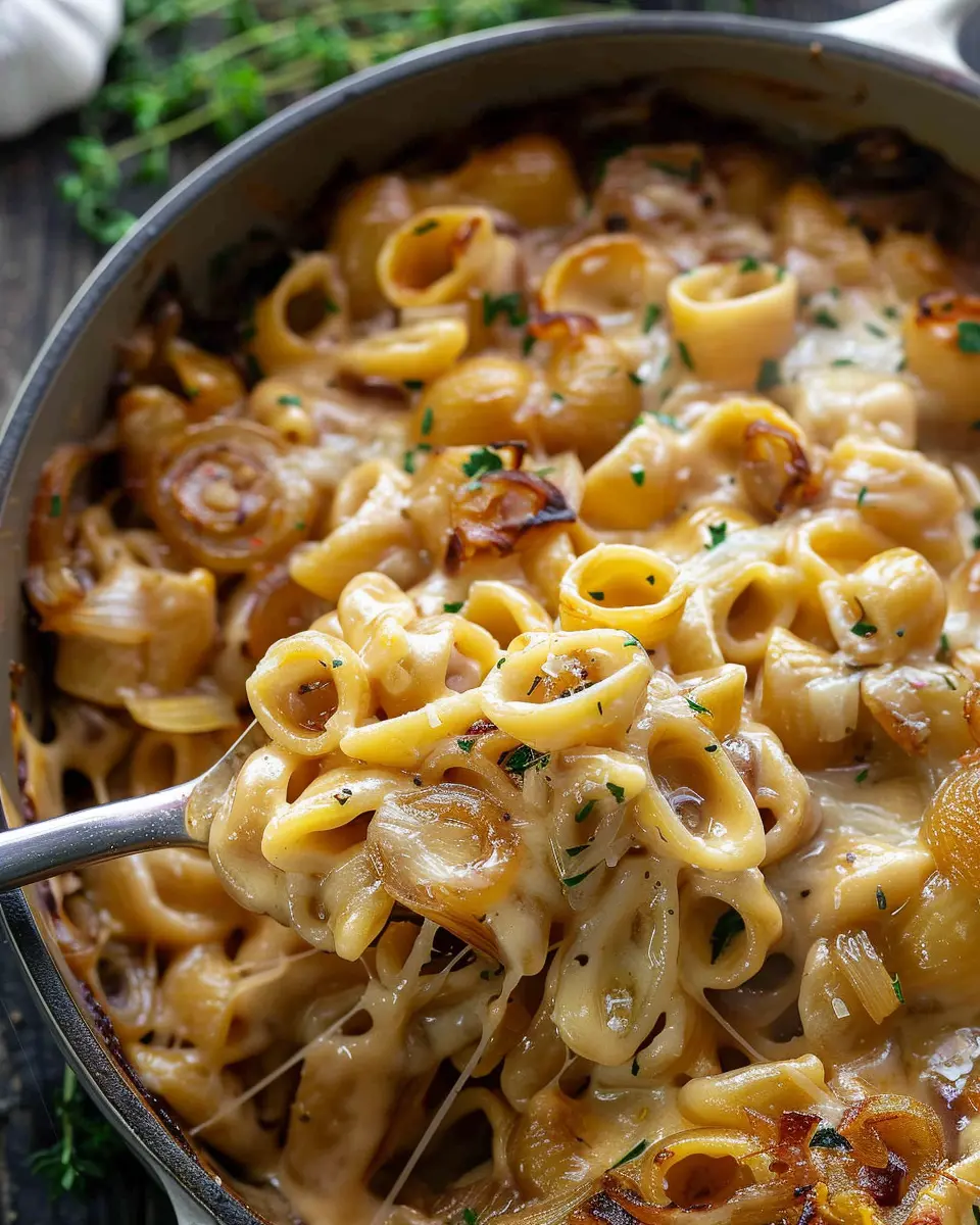 One Pot French Onion Pasta: Easy Comfort Food with Turkey Bacon
