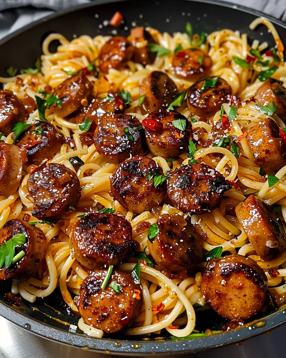 Sticky Honey Garlic Sausage Pasta Skillet: Easy Weeknight Delight