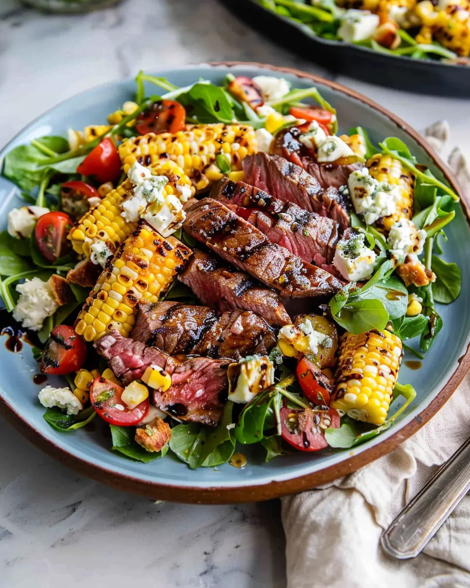 Balsamic Steak Gorgonzola Salad: Delightful Grilled Corn Twist