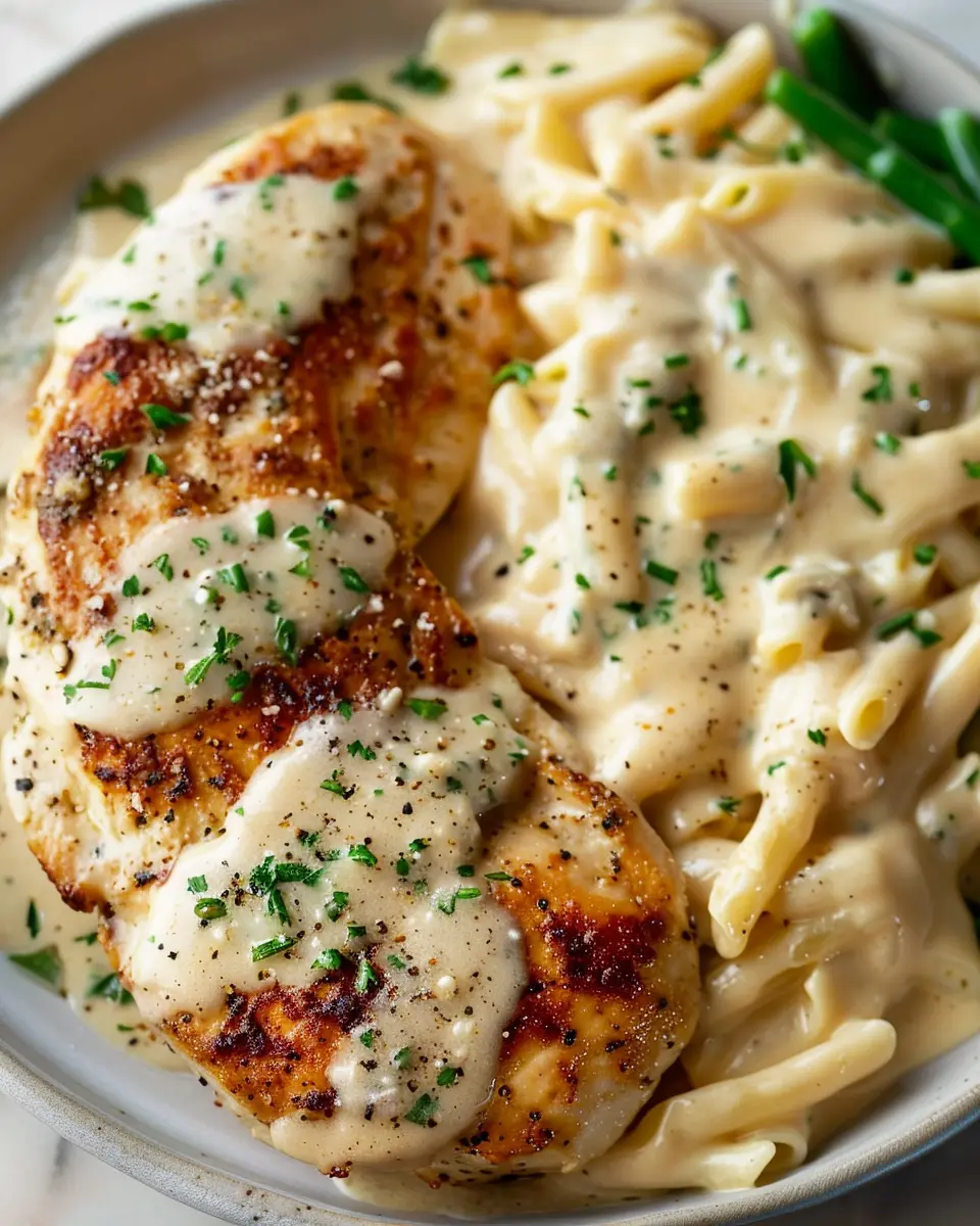 Creamy Garlic Parmesan Chicken with Turkey Bacon Delight