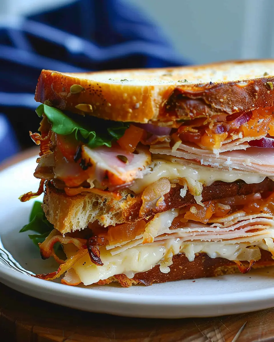Rachel Sandwich: Indulgent Turkey Bacon &amp; Chicken Ham Delight