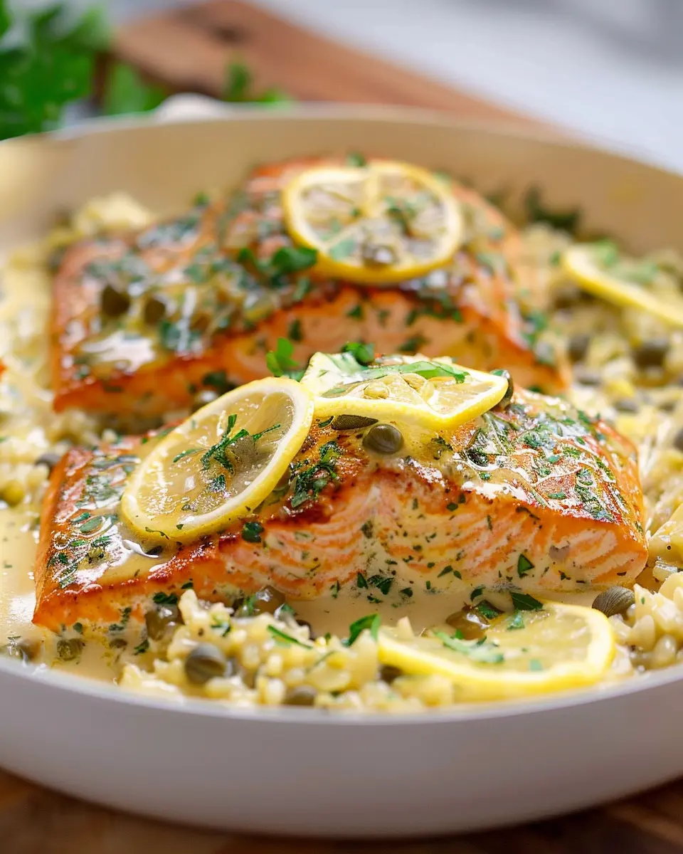Easy One Pan Creamy Lemon Caper Butter Salmon for a Quick Delight