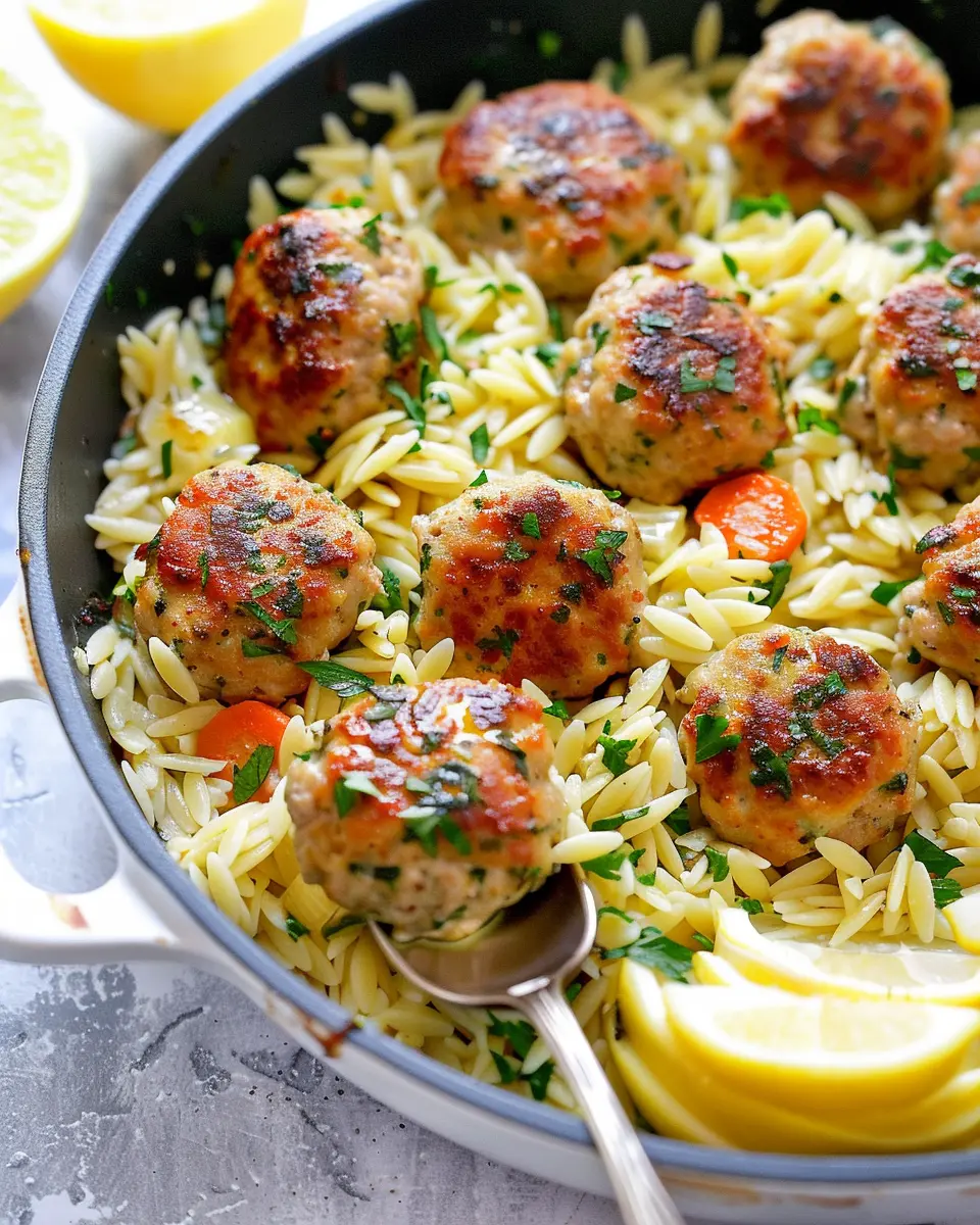Easy Greek Chicken Meatballs: A Juicy Twist with Lemon Orzo