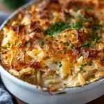French Onion Chicken Orzo Casserole